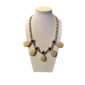 J,Crew Teardrop Rhinestone Art Deco Antique Gold Statement Necklace